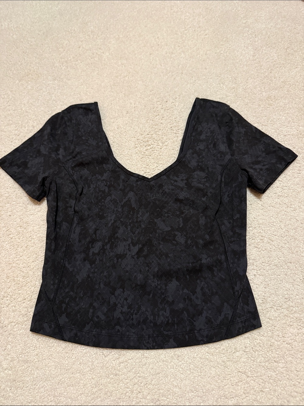lululemon athletica Black Short Sleeve V-Neck Top